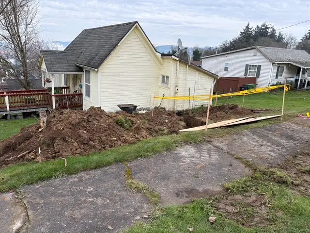 Full residential sewer line replacement and yard excavation by Wild Pine Plumbing in Columbia County, OR