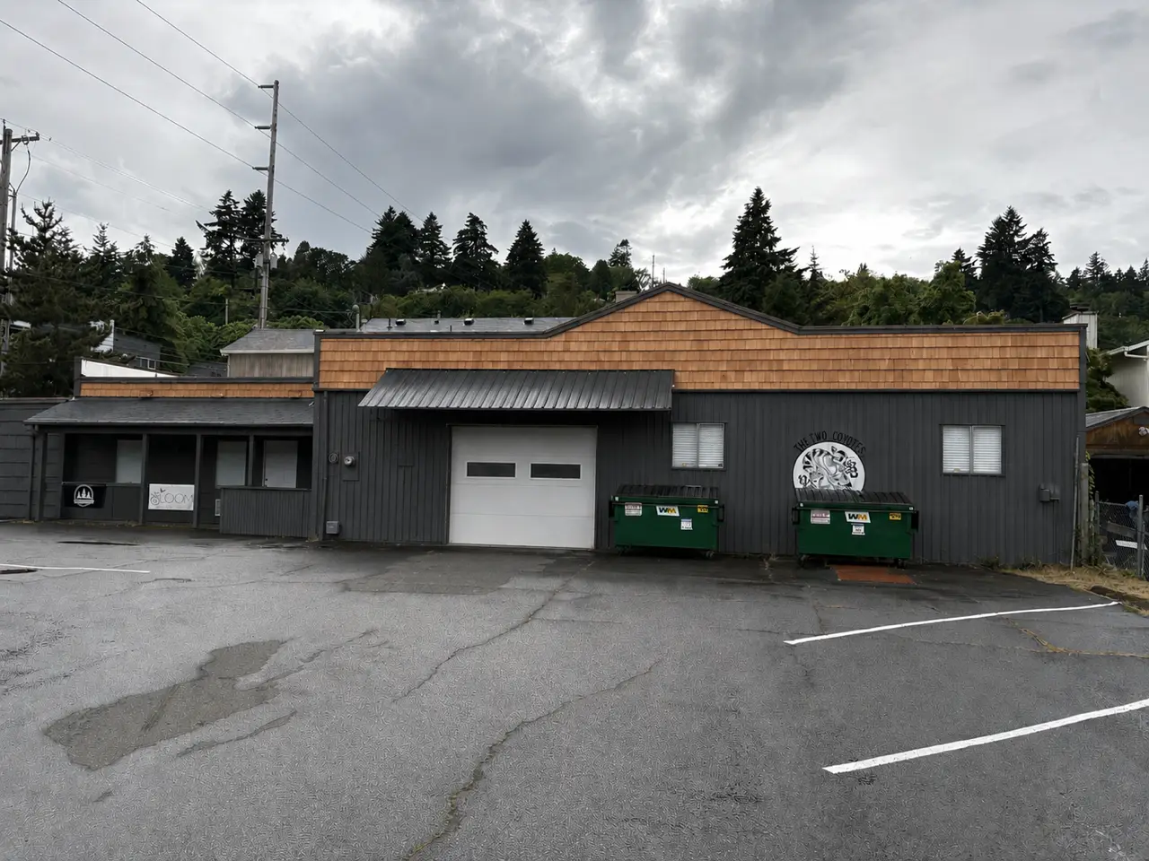 Wild Pine Plumbing shop and service van staging area in St Helens, Oregon