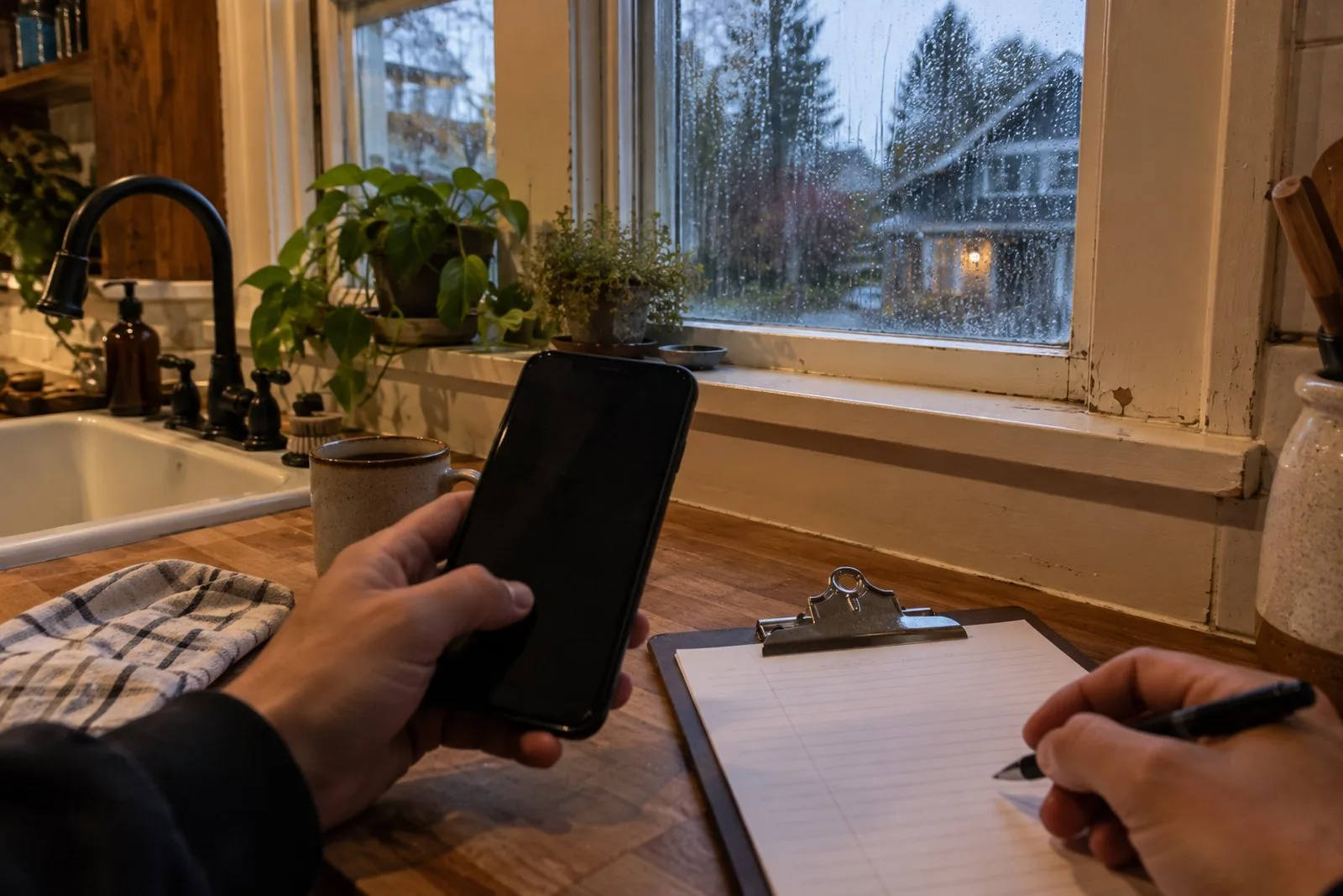 Licensed Oregon plumber showing CCB and plumbing contractor license at a customer's door